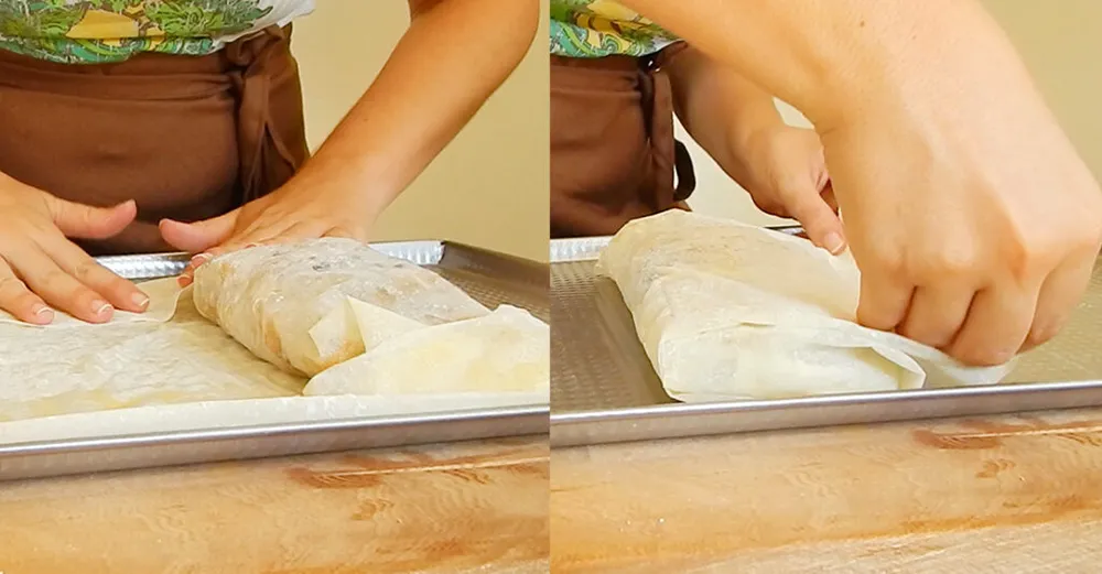 armado de strudel de manzana