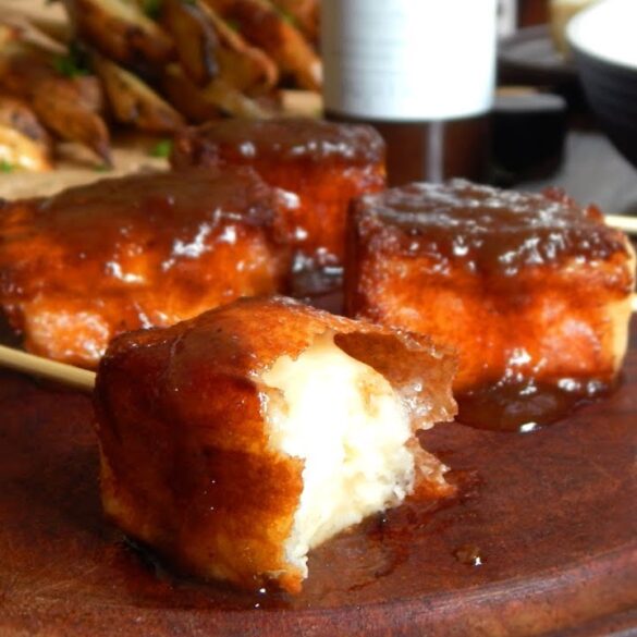 queso halloumi grillado frito pincho