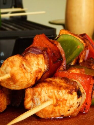 brochette pollo cebolla morron