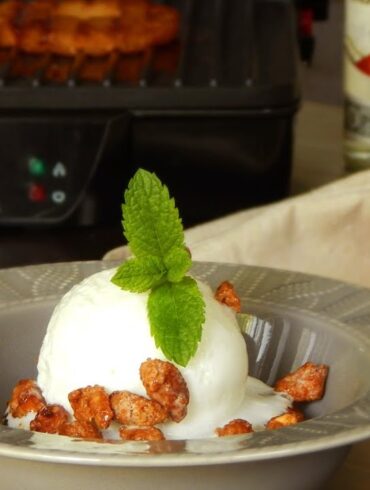 postre con anana helado grillada