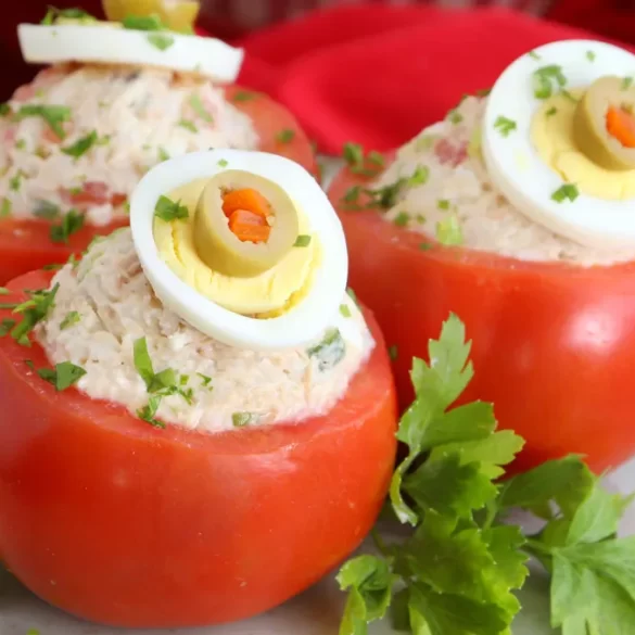 tomates rellenos navidad fiestas atun huevo receta