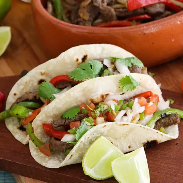 tacos de carne fajitas mexicanas receta