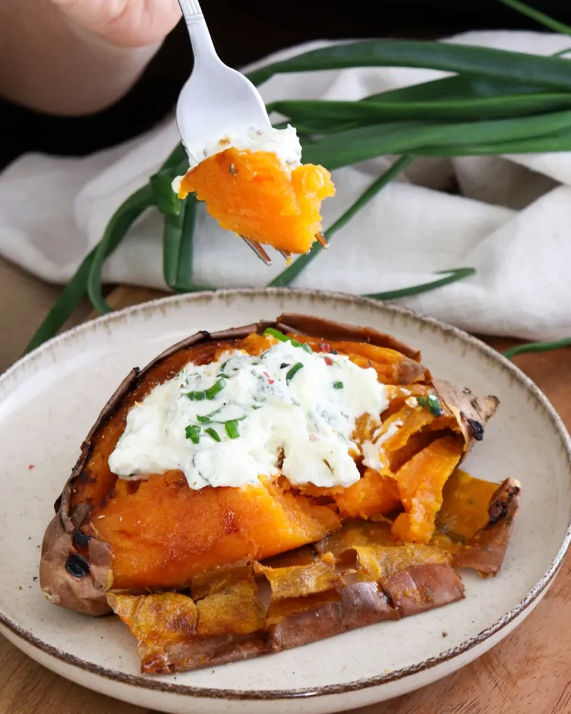 boniato al horno con queso crema