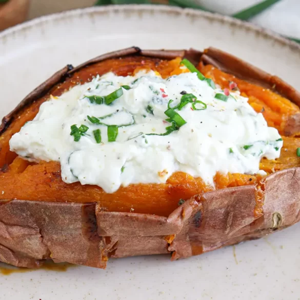 boniato al horno con queso crema