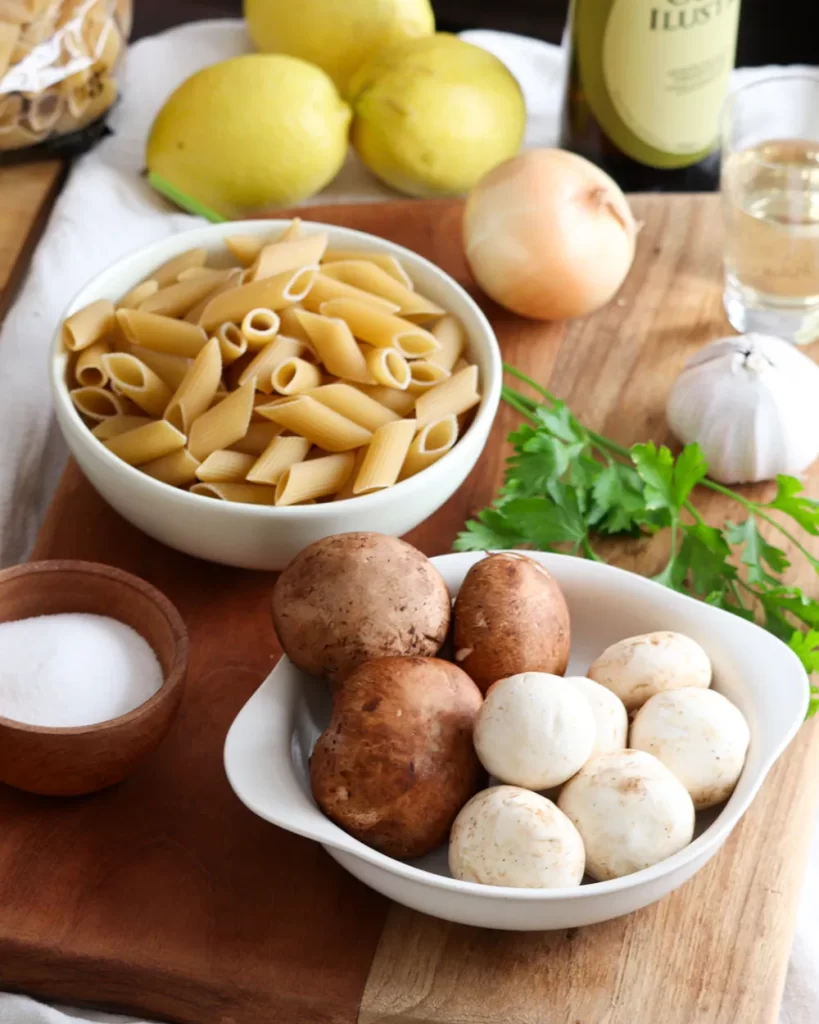 ingredientes pasta hongos ajo