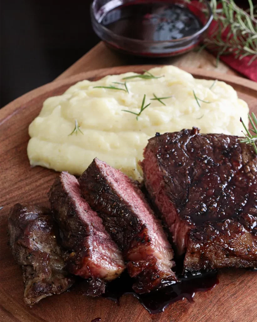 bife de chorizo con reduccion de malbec