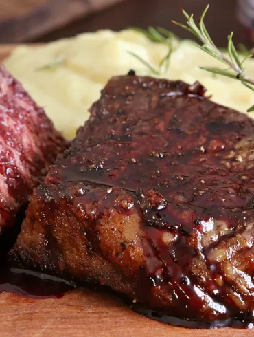 bife de chorizo con reduccion de malbec