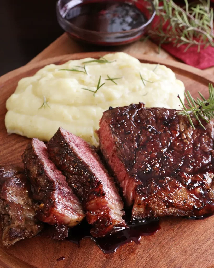 bife de chorizo con reduccion de malbec