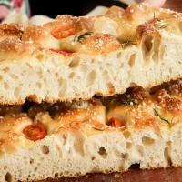 focaccia sin amasar de fermentacion lenta