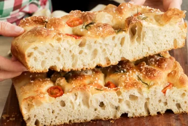 focaccia sin amasar de fermentacion lenta