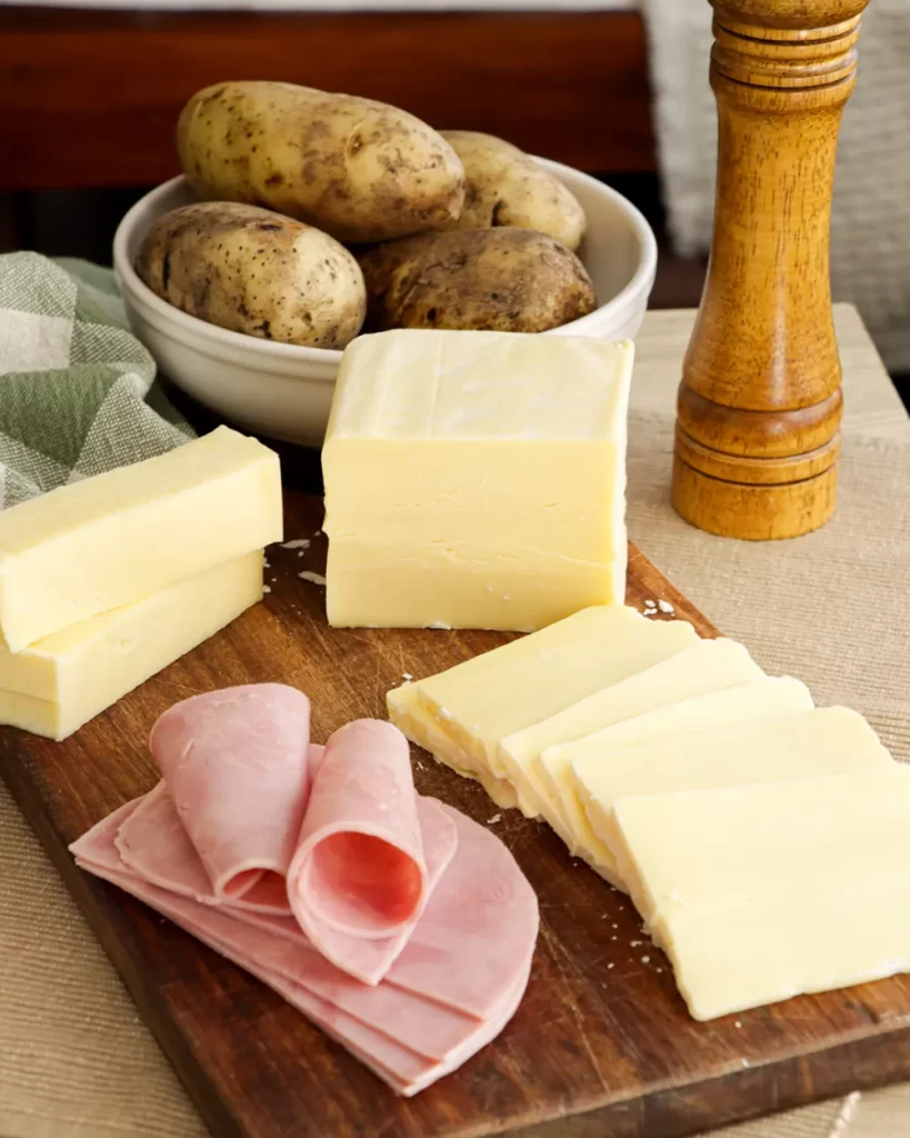 ingredientes milhojas de papa con jamon y queso