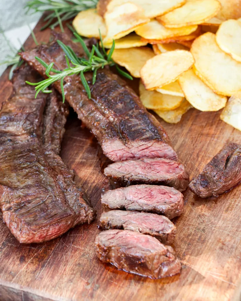 entraña a la plancha con papas