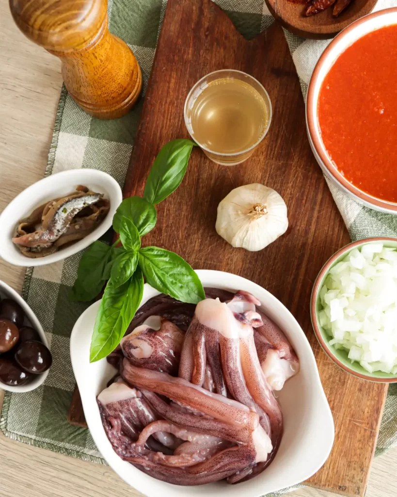 ingredientes fideos con calamar