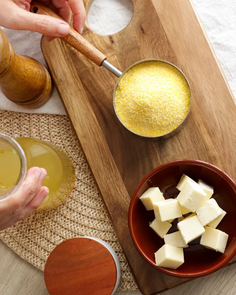 polenta queso y caldo