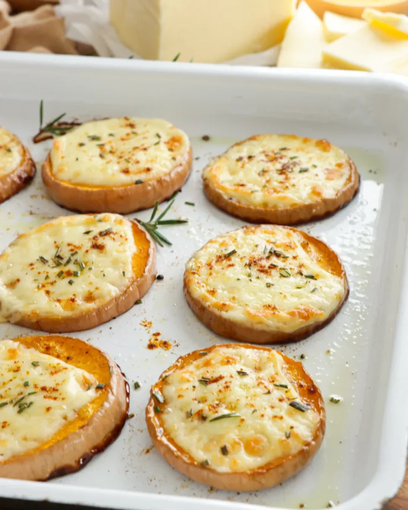 calabaza cocida al horno con queso gratinado